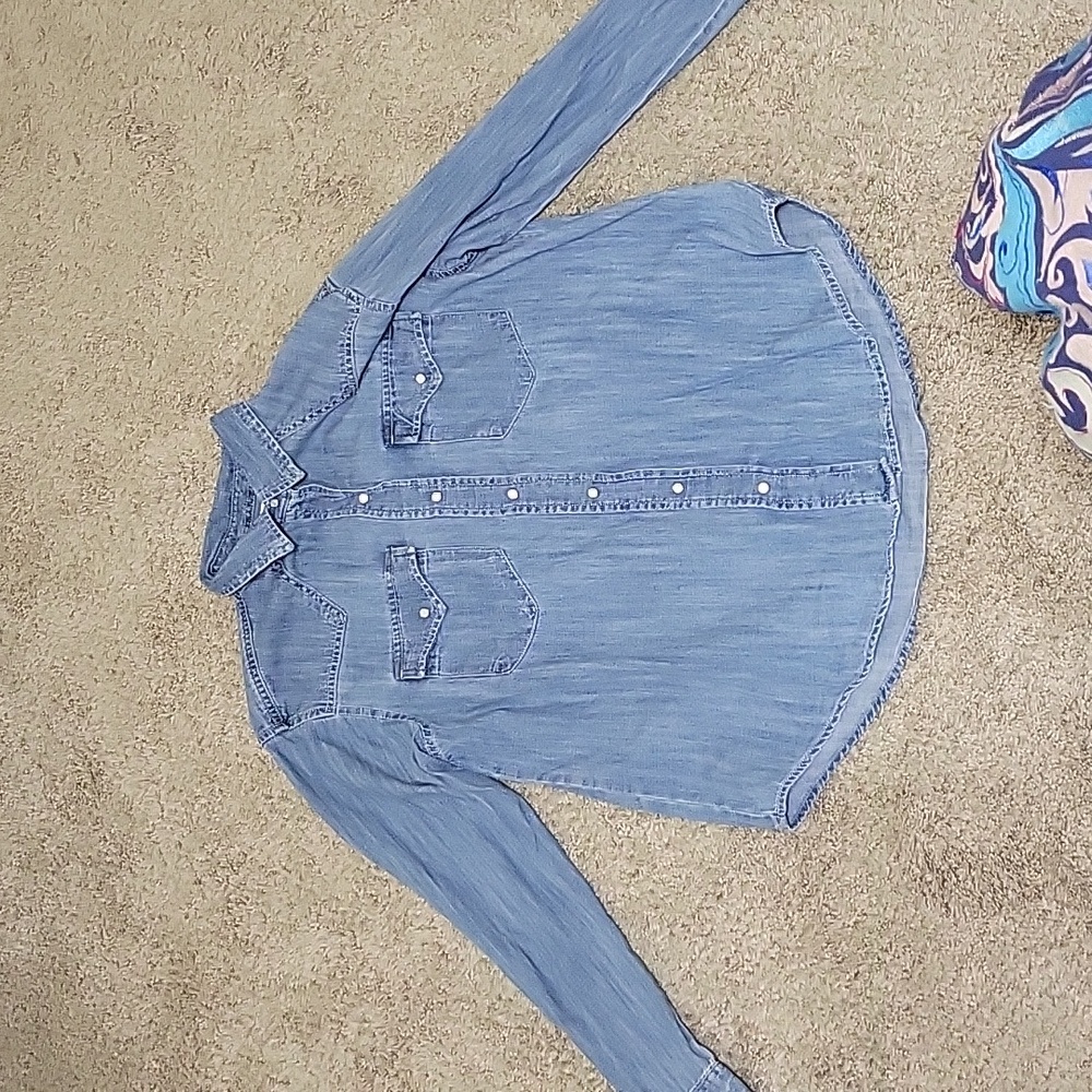 Free assembly jean button up shirt